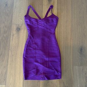 Herve Leger Purple Bandage Bodycon Dress by Max Azria